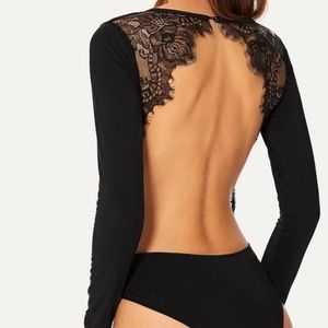 Lace backless bodysuit